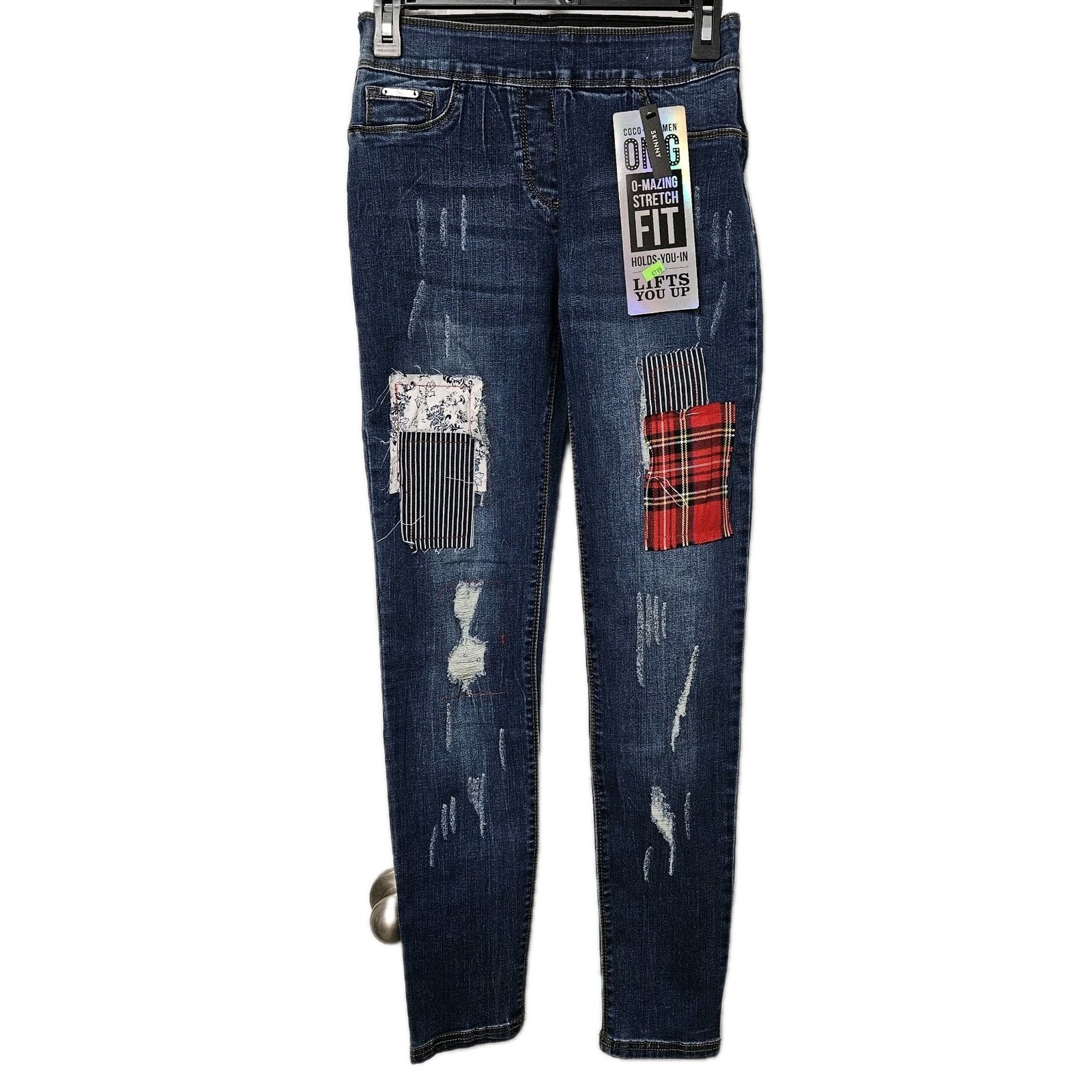 Coco + Carmen Omg Skinny Jeans Women's Sm (26x29.5) Blue Stretch Patchwork Nwt